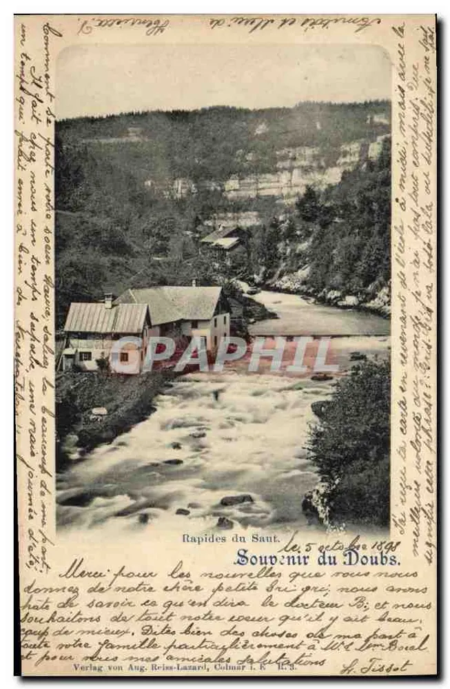 Rapides du Saut — Souvenir du Doubs — Verlag von Aug. Reins-Lazard, Colmar n° 8 - Vorderseite