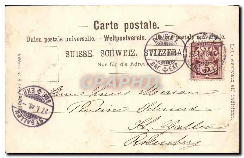 Fête des trois sociétés de Klein-Basel — Gruss der 3.C.C. Gesellschaften Klein-Basels — Verlag Gebr. Wagen, Kunstvorläufige Ausstalt, Basel, Nr. 9099 - Rückseite