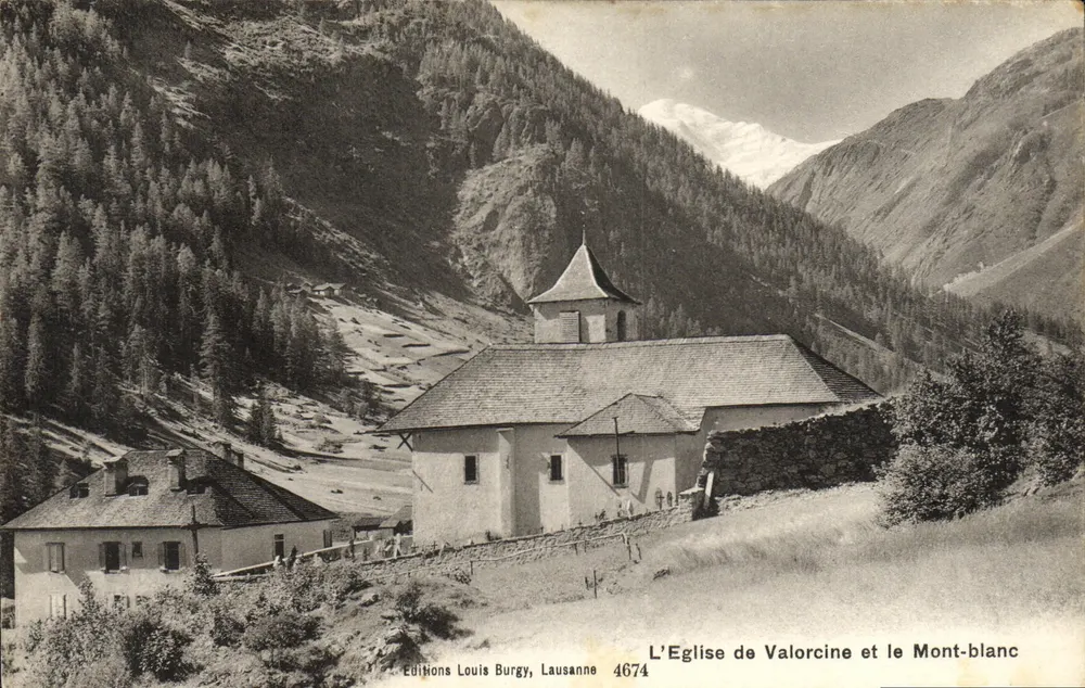 Die Kirche von Valorcine und der Mont-Blanc — Louis Burgy Editions, Lausanne, Nr. 4674 - Vorderseite