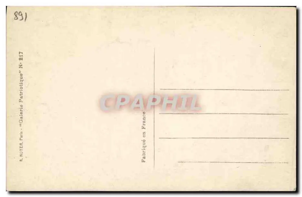 Gaston Doumergue — Ministro das Colônias do Governo da Defesa Nacional — H. Manuel, Paris, N° 217 - Verso
