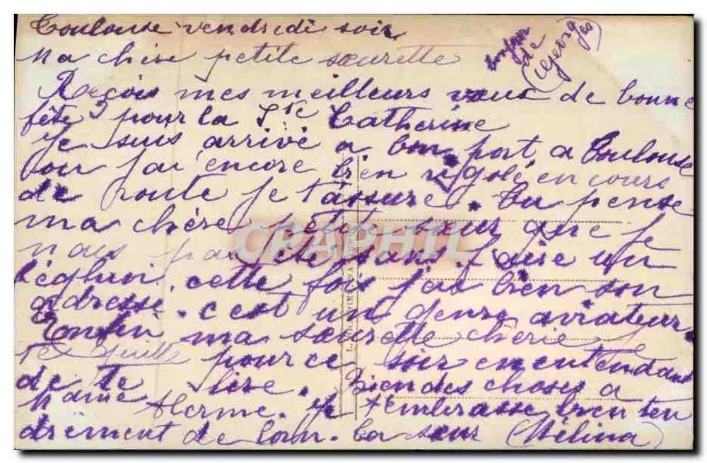 Junge Frau — mit Blumenstrauß — Verlag Catherine, n° 3797 - Rückseite