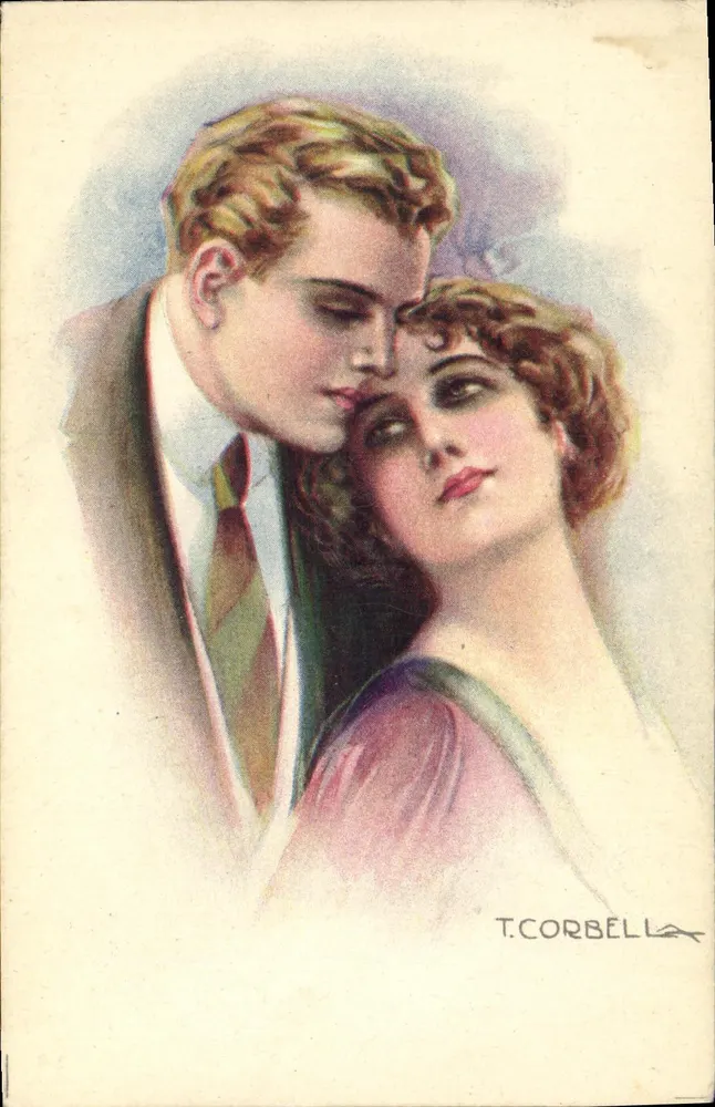 Liebespaar — romantische Illustration — T. Corbella, Serie 182-5 - Vorderseite