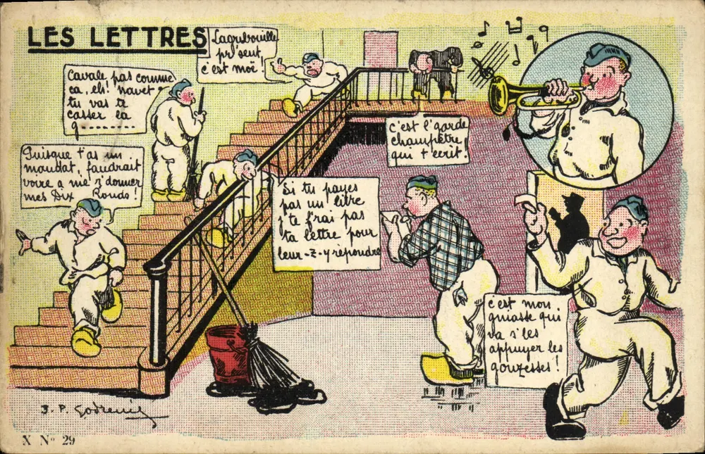 Die Briefe — Humorvolle Szene mit Polizisten — J.P. Sodreuil, N° 29 - Vorderseite