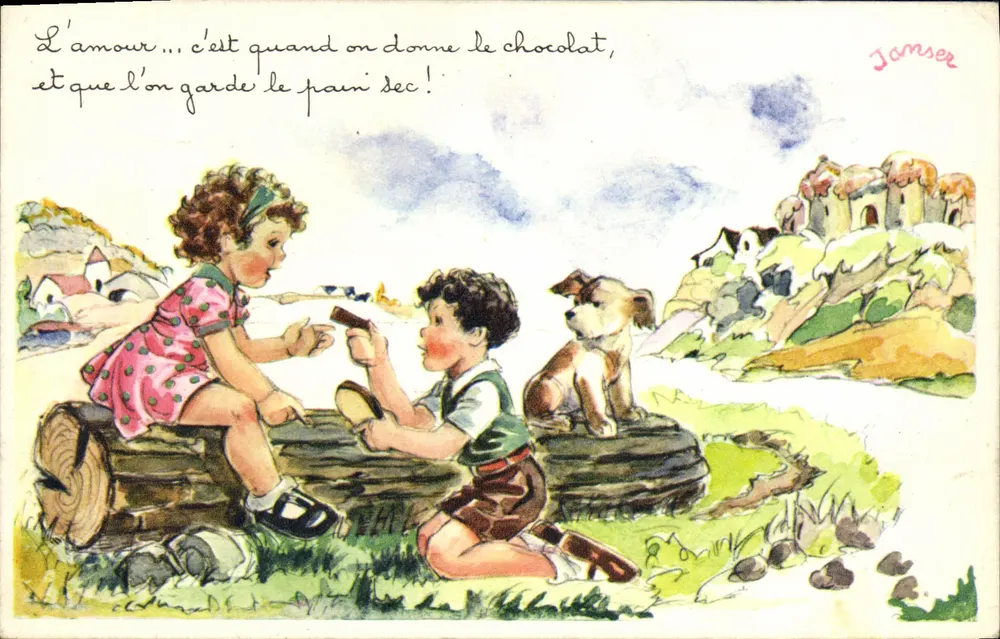 Kinder und Hund — ländliche Szene — Jamser - Vorderseite