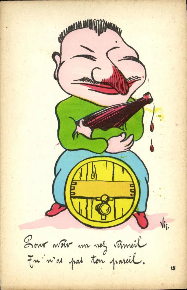 Bouw noir ma neg vénail — Karikatur eines betrunkenen Mannes — E.R. Paris, Nr. 15 - Vorderseite