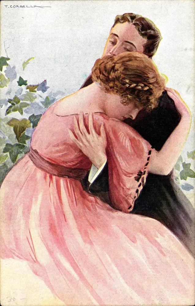 Ein Paar, das sich umarmt — Illustration von T. Corbella — Verlag U. Fisc. Milano, Serie N. 209-6 - Vorderseite