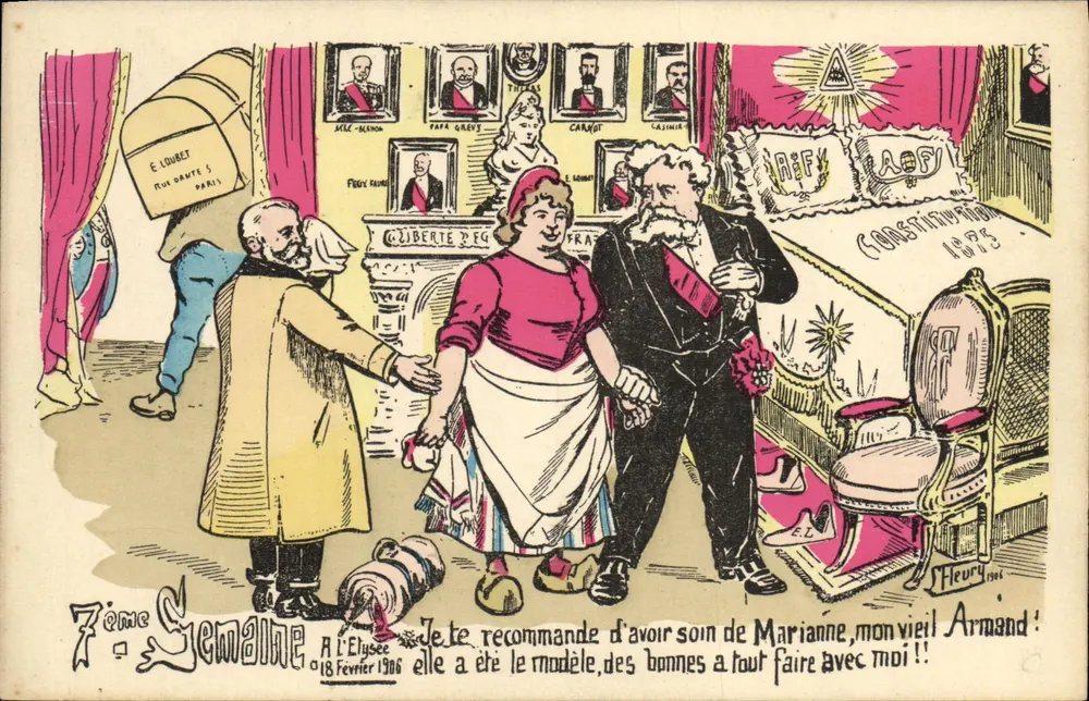 7. Gemaine — Politische Karikatur mit Marianne und Armand — Verlag S. Fleury, Nr. 488 - Vorderseite
