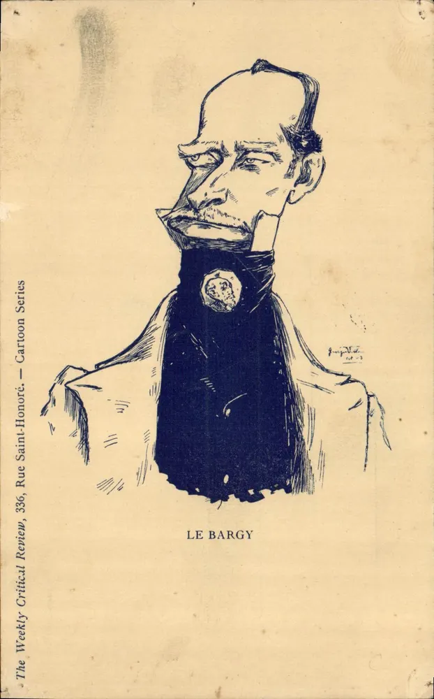 Caricatura de Le Bargy — The Weekly Critical Review, 336, Rue Saint-Honoré — Série Cartoon - Frente