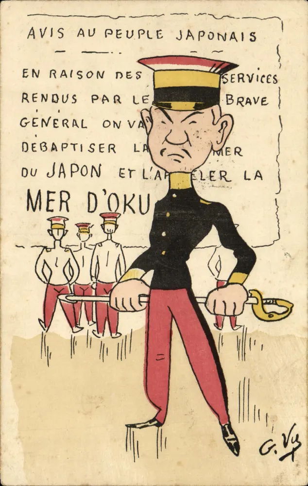 Mitteilung an das japanische Volk — militärische Karikatur — G. Vy - Vorderseite