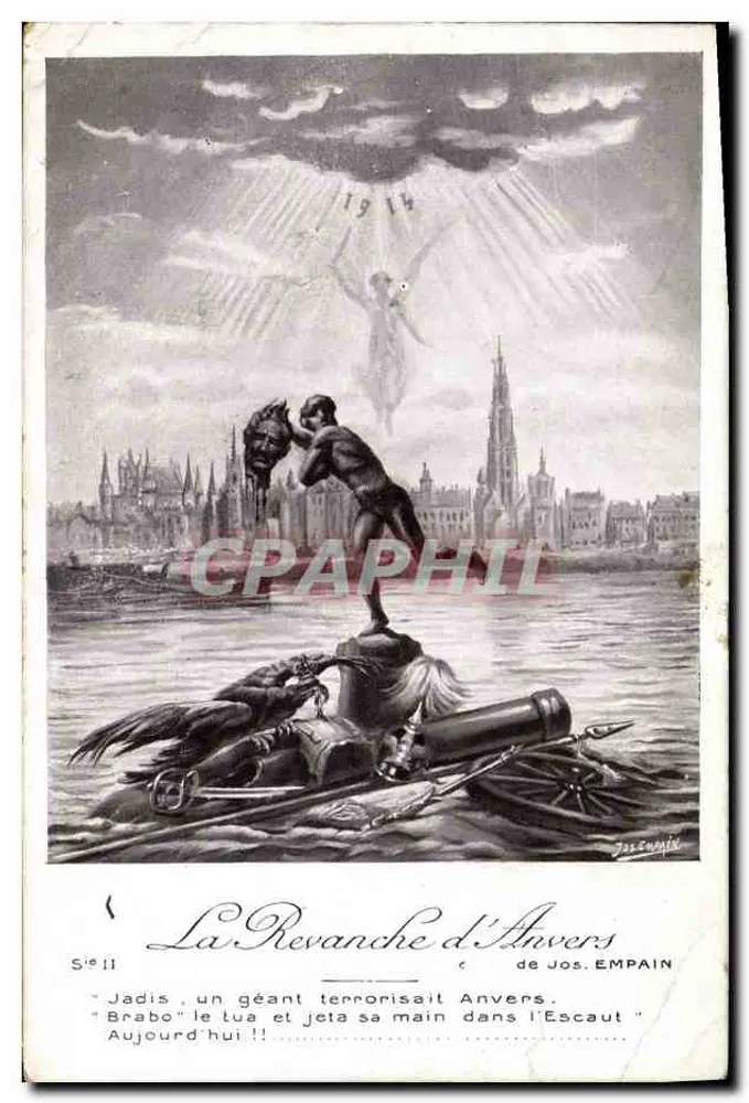 La Revanche d'Anvers — scène de guerre avec géant et ville — éditeur C.D. PARIS, n° Série 11 - Vorderseite