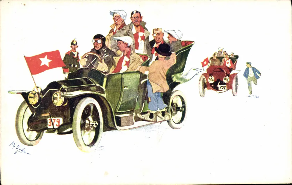 Corrida automobilística — Suíça — edição M. Duda - Frente