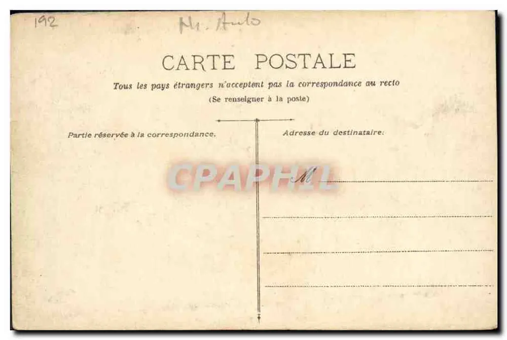 Automobile sur route rurale — scène de rencontre avec bergère — éditeur non visible, n° de série 192 - Verso