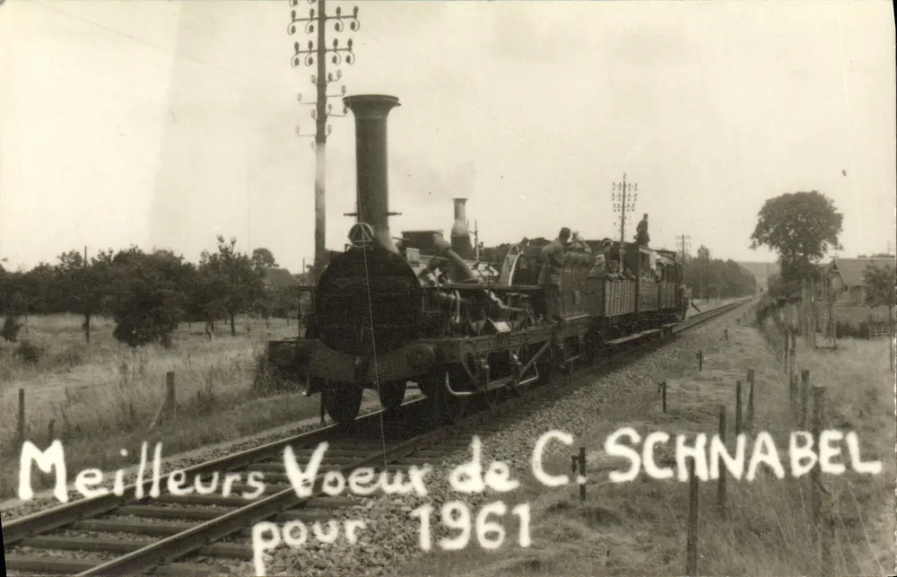 Train à vapeur — scène ferroviaire — carte postale personnalisée - Recto