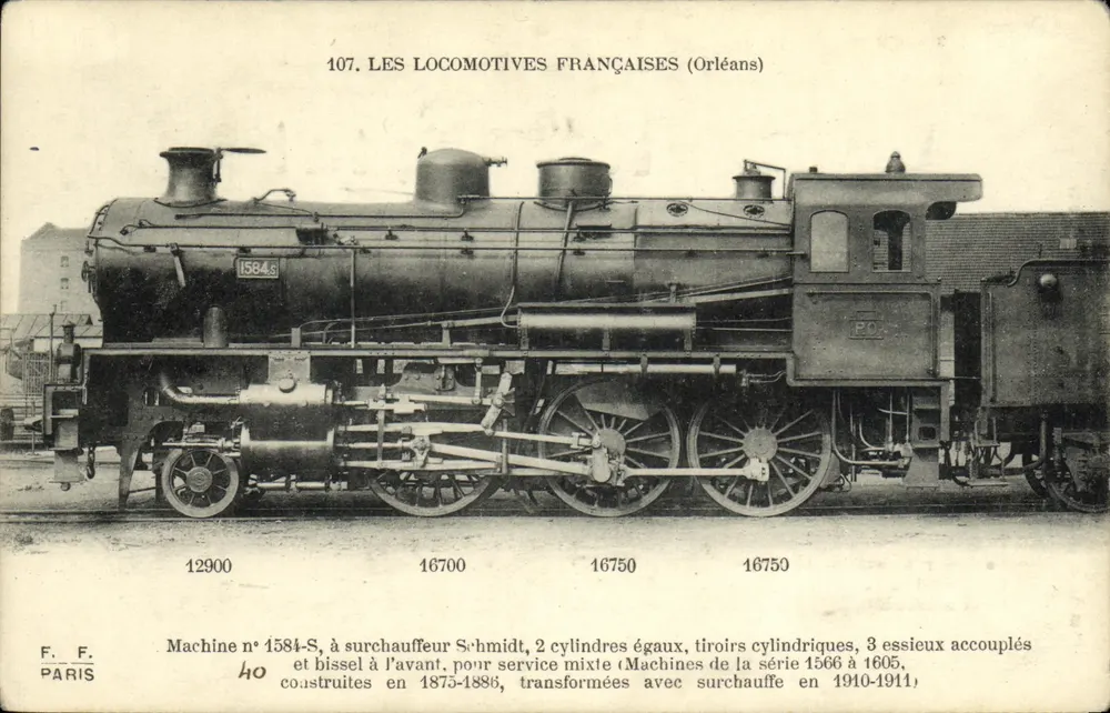 Locomotive n° 1584-S — Orléans — F. F. Paris - Recto