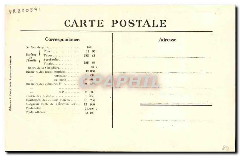 Locomotiva francesa n° 231-031 — Tipo Pacific — Série 231-011 a 231-050 — F.F. Paris - Verso