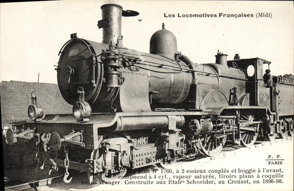 Locomotiva francesa N° 1760 — Midi — F. F. PARIS - Frente
