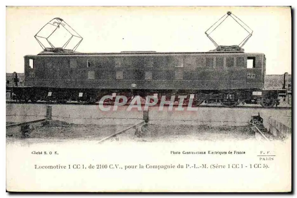 Zug 1 CC 1 - 2100 C.V. — für die Compagnie du P.-L.-M. — Photo Constructions Électriques de France (Serie 1 CC 1 - 1 CC 5) - Vorderseite