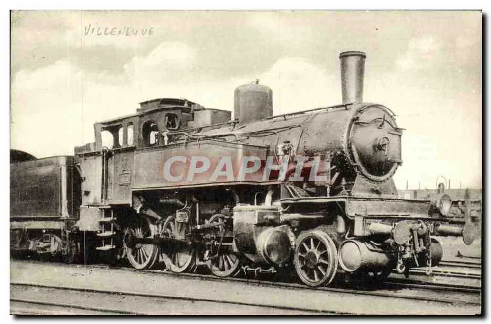 Villeneuve — Dampflokomotive — H.M.P., Paris - Vorderseite