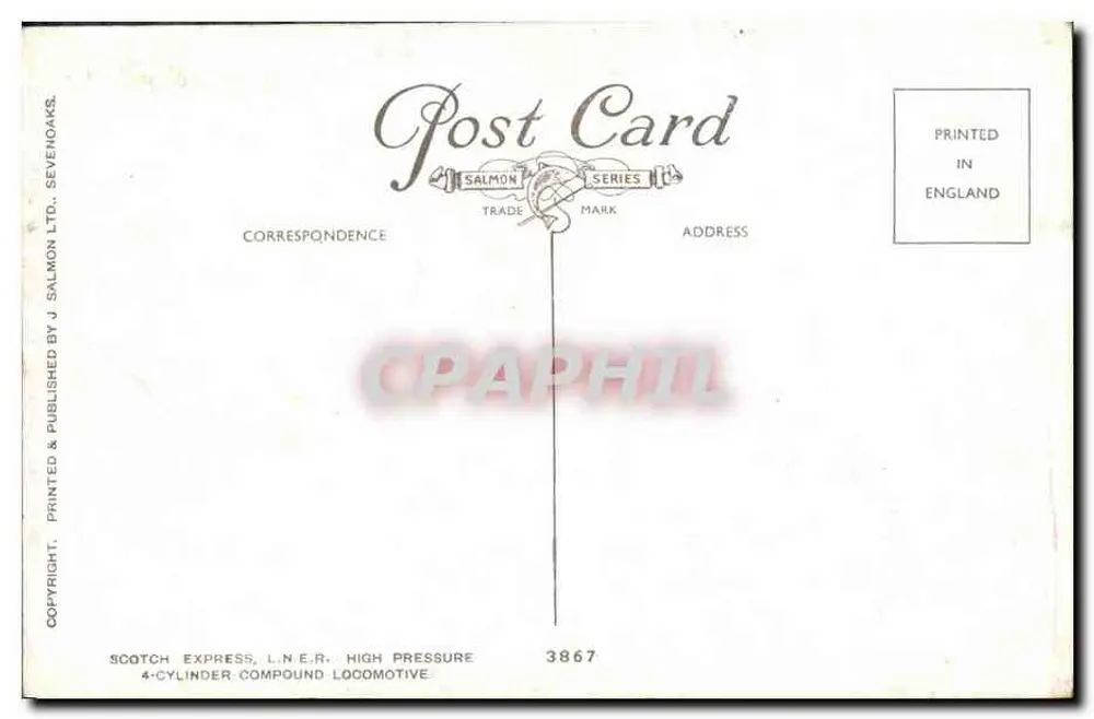 L.N.E.R. 4-Cylinder Compound Locomotive — Scotch Express — J. Salmon Ltd. Série 3867 - Verso