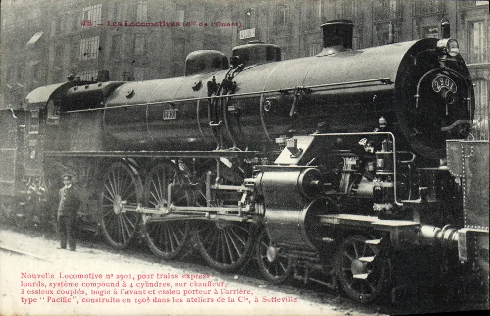 Locomotiva n°2901 — Cie de l'Ouest — oficina de Sotteville - Frente