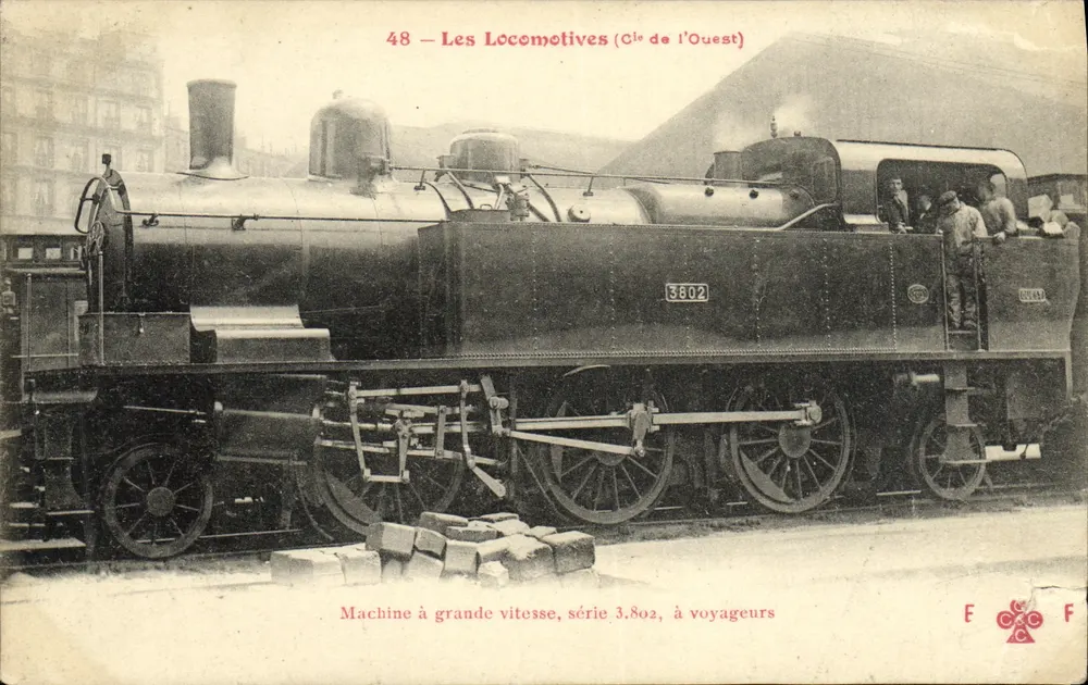 Locomotive à grande vitesse — série 3.802, Cie de l'Ouest — éditeur E C C F - Anverso