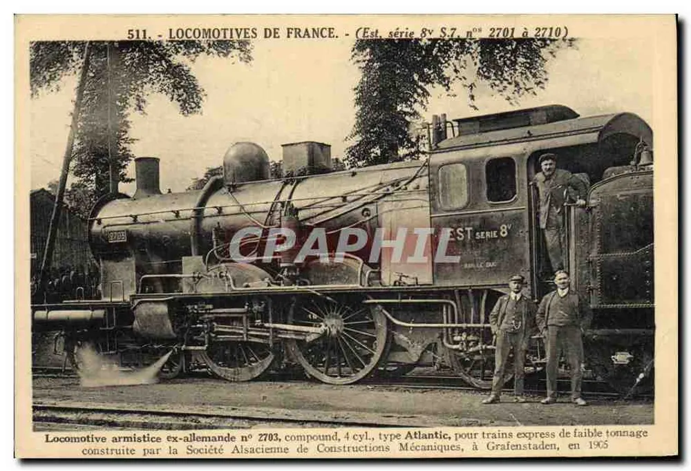 Locomotive ex-allemande n° 2703 — type Atlantic — Société Alsacienne de Constructions Mécaniques — série 8, n° 2701 à 2710 - Vorderseite