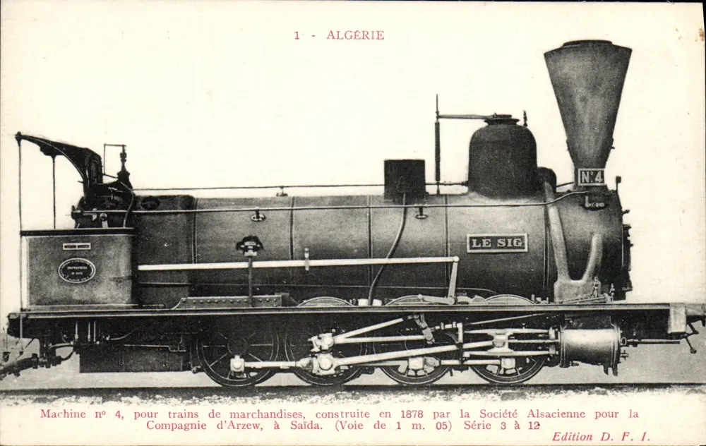 Locomotora n°4 — Argelia — Sociedad Alsacienne, serie 3 a 12, edición D.F.I. - Anverso