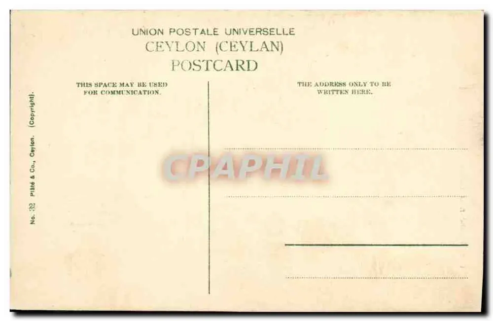 Schienensteigung nahe Kandy — Ceylan (Sri Lanka) — PIBÉ & Co., Ceylon, Nr. 32 - Rückseite