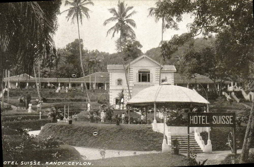 Hotel Suisse — Kandy, Ceilão — editor não identificado - Frente