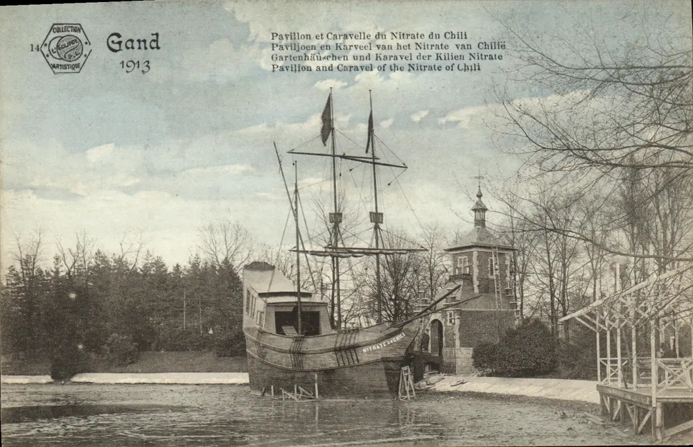 Pavillon und Caravelle des Chilinitsats — Internationale und Universelle Ausstellung von Gent 1913 - Vorderseite