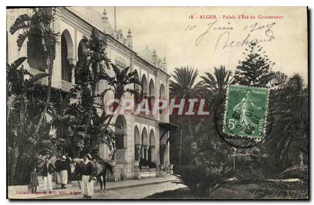 Argel - Palacio de Verano del Gobernador — Colección Agencia S. L. Edit. Argel, n°18 - Anverso