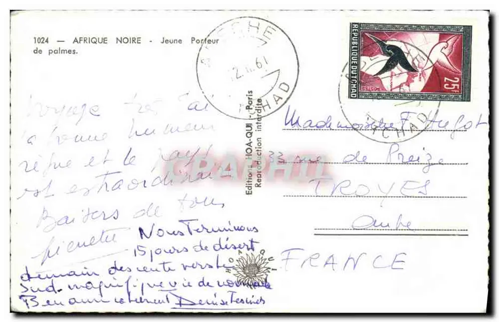 Junges Palmenträger — Französisch-Westafrika — Éditions HOA-QUI, n°1024 - Rückseite