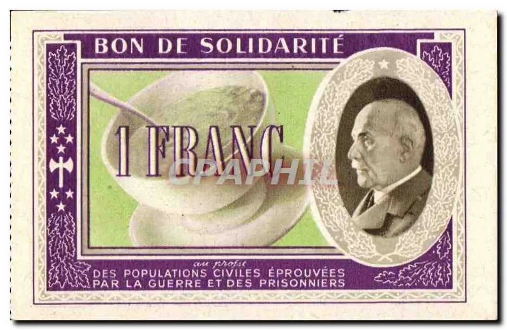 Valete de Solidariedade — 1 franco — Secours National, Cruz Vermelha Francesa - Frente