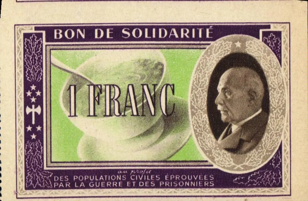 Karta Solidarności — 1 Franc — Sekcja Pomocy Narodowa Krzyża Czerwonego Francuskiego - Awers