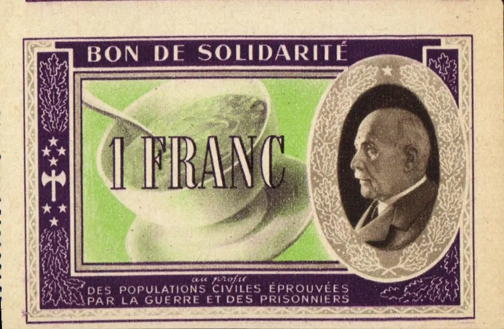 Valete de Solidariedade — 1 franco — Socorro Nacional Cruz Vermelha Francesa - Frente