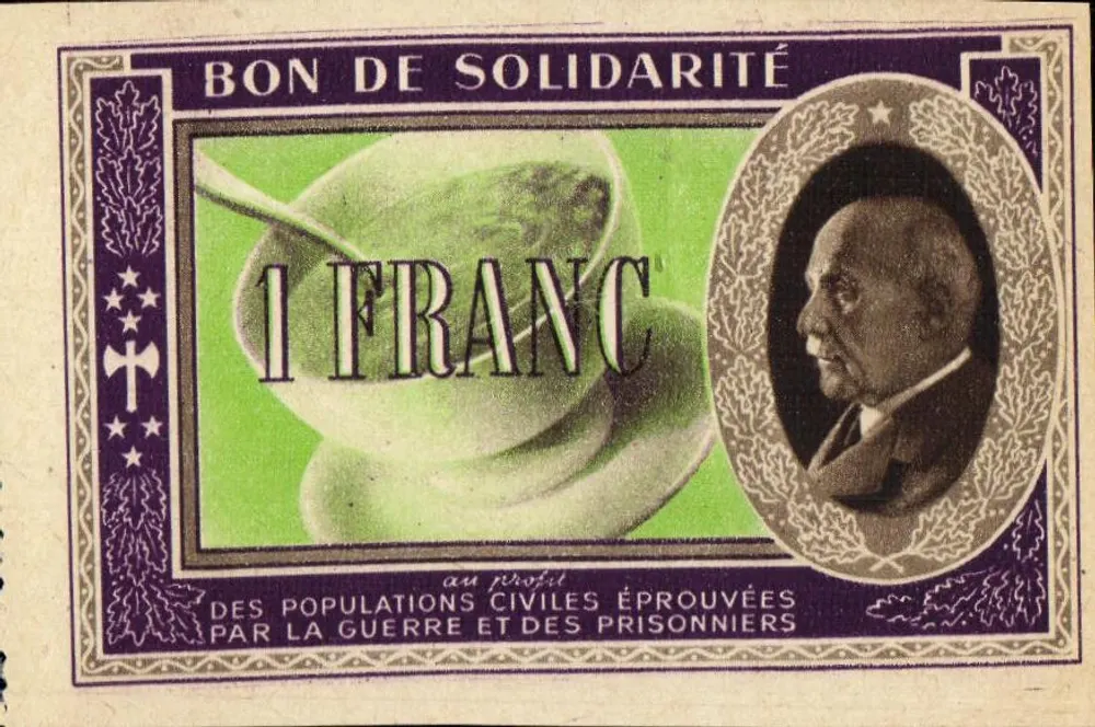 Bilhete de Solidariedade — 1 franco — Cruz Vermelha Francesa e Comitê Nacional de Ajuda aos Prisioneiros de Guerra - Frente