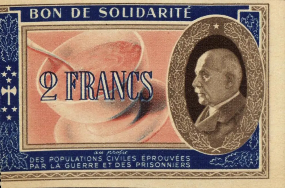 Valete de Solidariedade — 2 francos — Cruz Vermelha Francesa, Seção Parisiense do Socorro Nacional - Frente