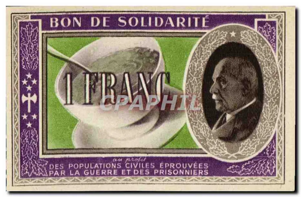 Bilhete de Solidariedade — 1 franco — Cruz Vermelha Francesa e Comitê Nacional de Auxílio aos Prisioneiros de Guerra - Frente