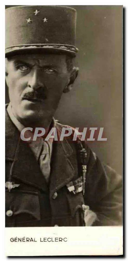Geral Leclerc — retrato militar — editor desconhecido, número de série não visível - Frente