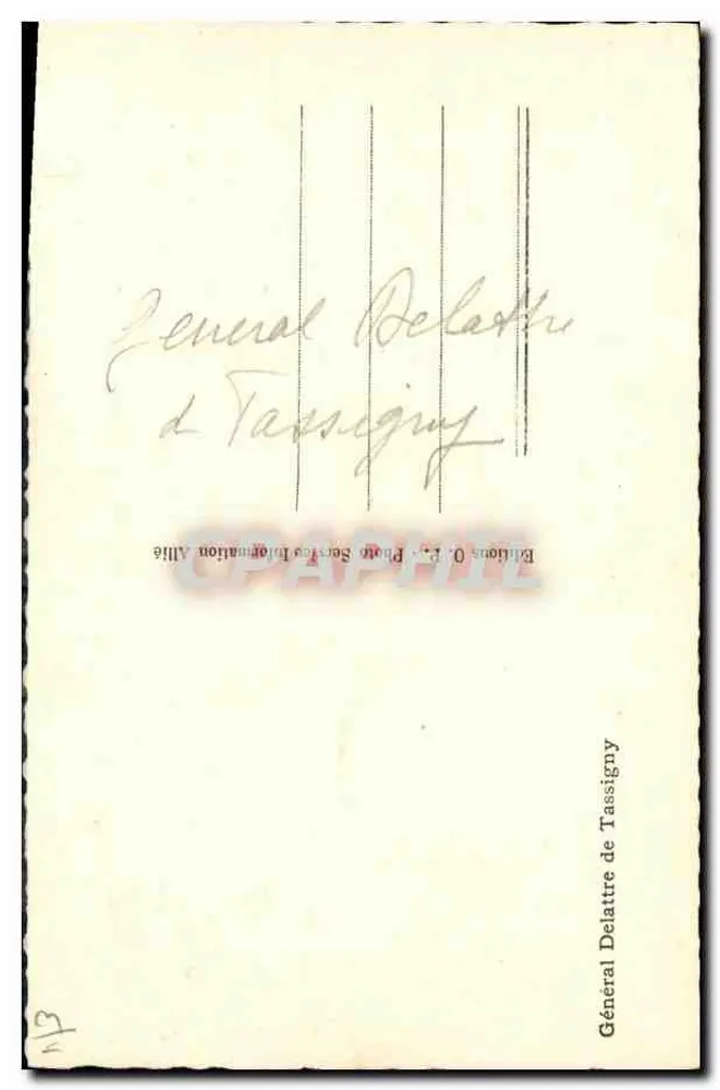 Geral Delattre de Tassigny — saudando — Editor Delattre de Tassigny, n°13 - Verso