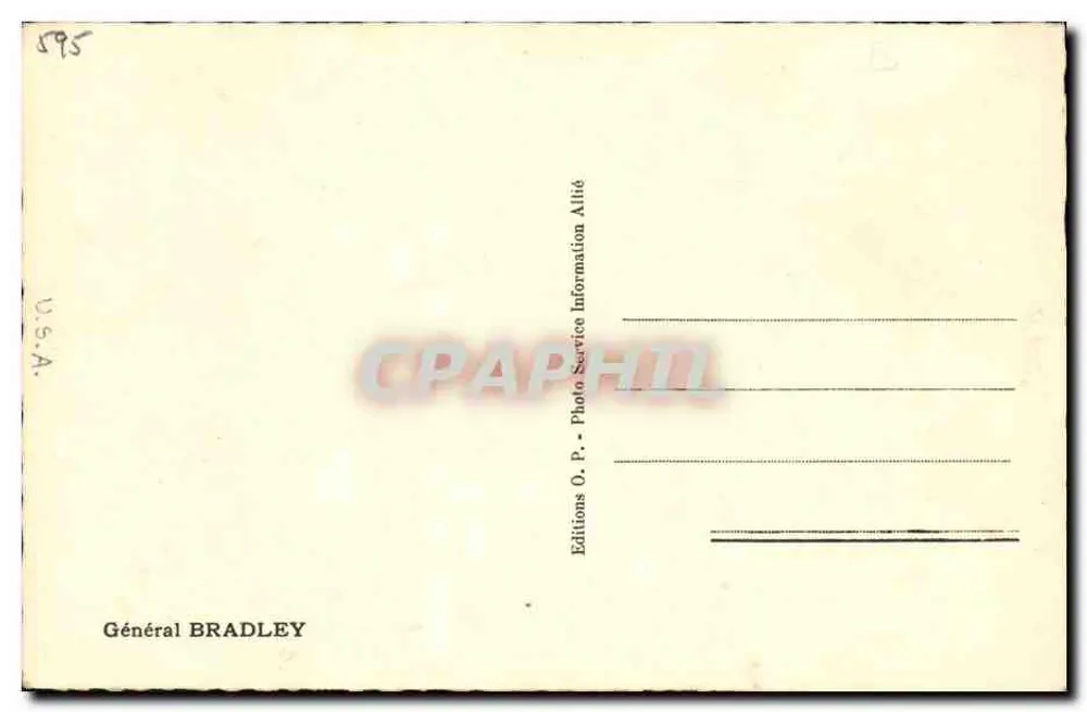 Geral Bradley — retrato em uniforme com estrelas — Éditions O.P. Photo Service Information Allié - Verso