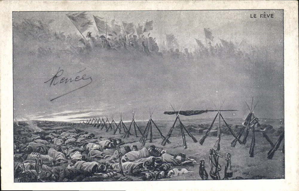 Soldados dormindo — cena de guerra — editor Le Rêve - Frente