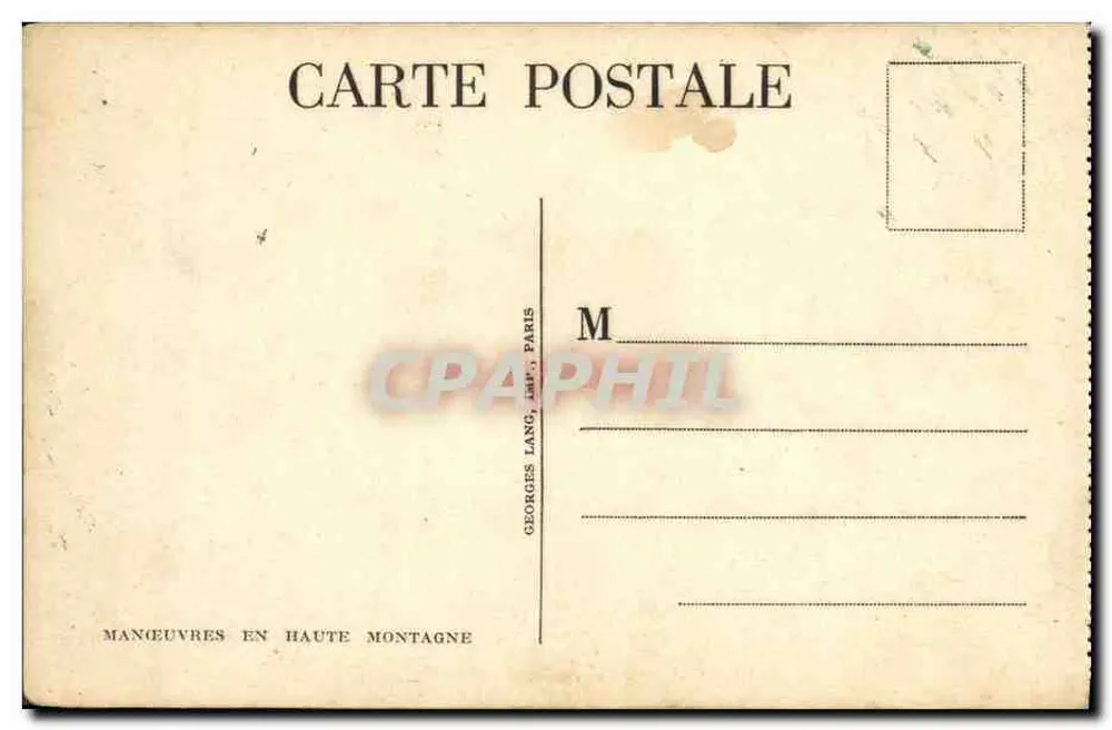 Manœuvres en haute montagne — Éditeur Georges Lang, Paris — N° de série non visible - Verso