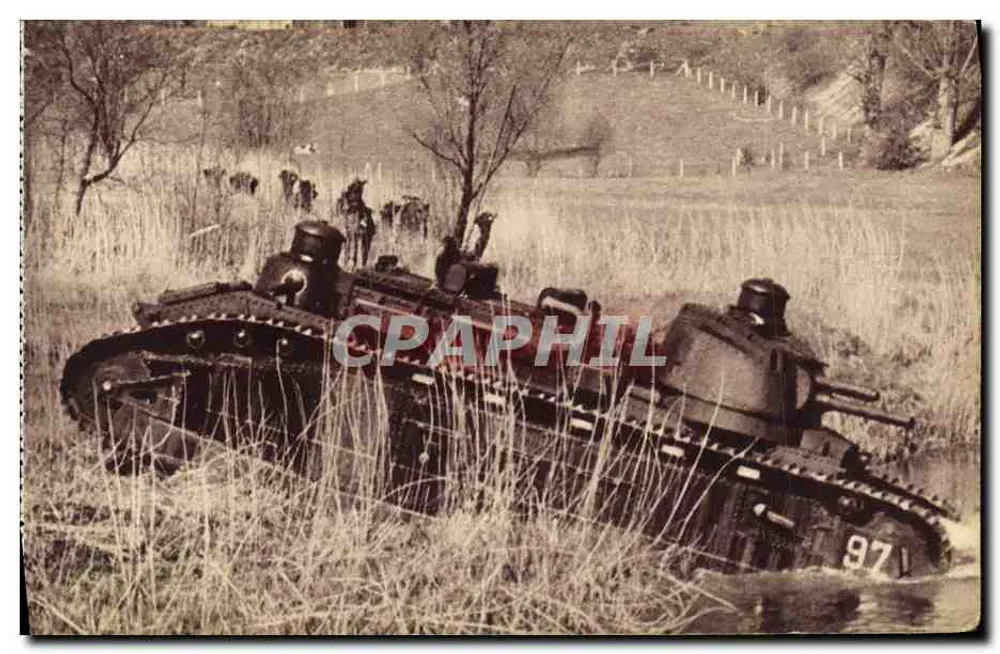 70-Tonnen-Panzer überquert einen Fluss — Georges Lang, Impr. Paris - Vorderseite