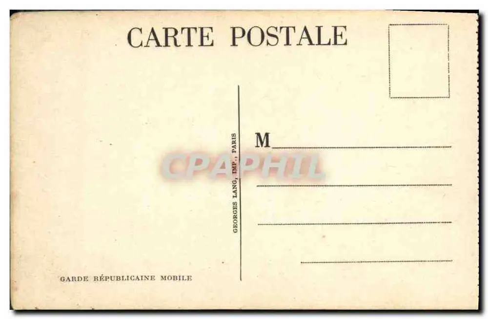 Marche de la Garde Républicaine Mobile à Paris — Arc de Triomphe visible — éditée par Georges Lang, Paris - Verso