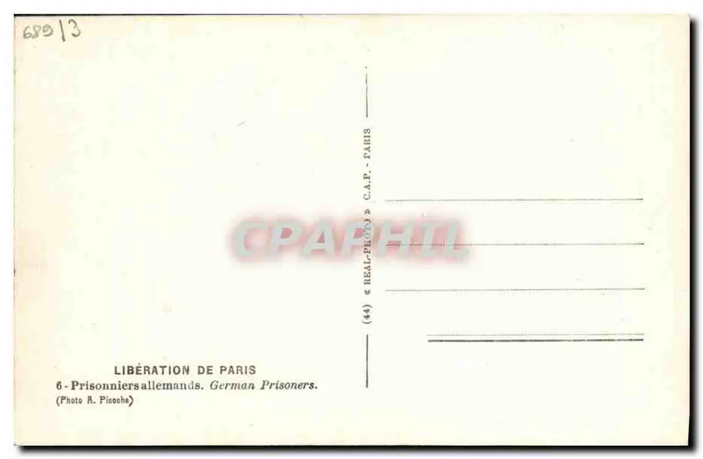 Befreiung von Paris — Gefangene Soldaten — Foto A. Piscoche - Rückseite