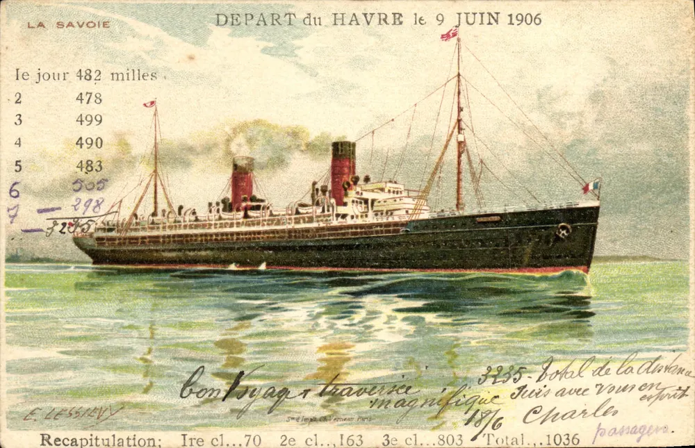 La Savoie — Abfahrt aus Havre am 9. Juni 1906 — Imp. Ch. Vernes, Paris - Vorderseite