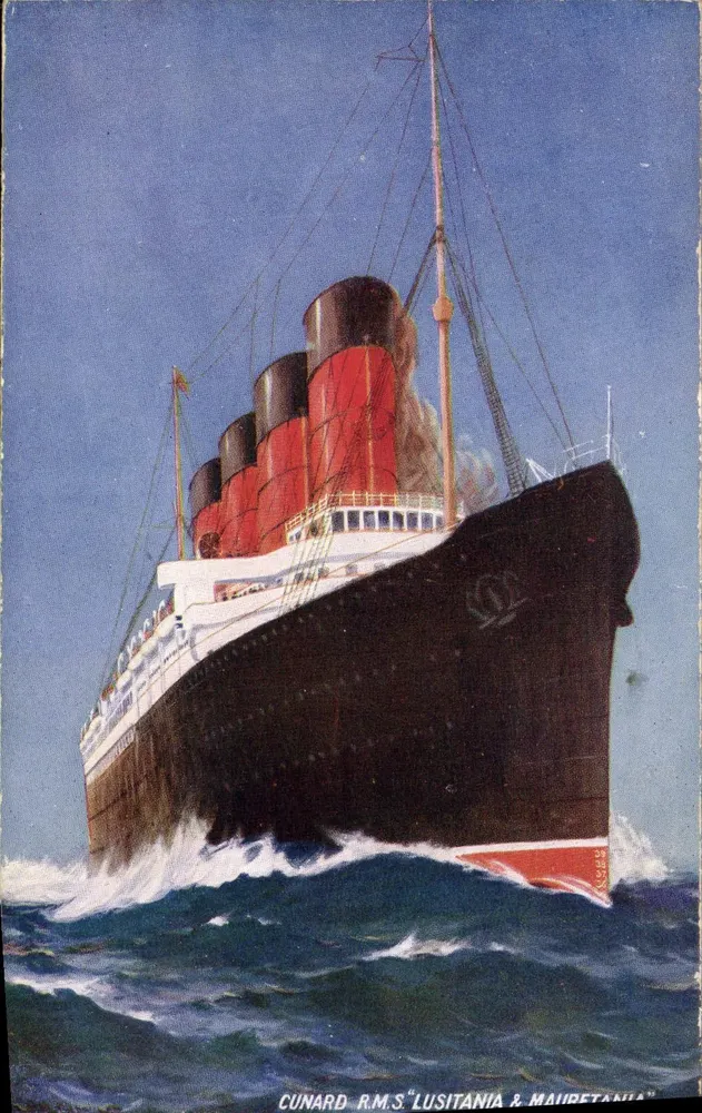 Cunard R.M.S. "Lusitania & Mauretania" — Illustration zweier Dampfschiffe — Verlag nicht sichtbar - Vorderseite