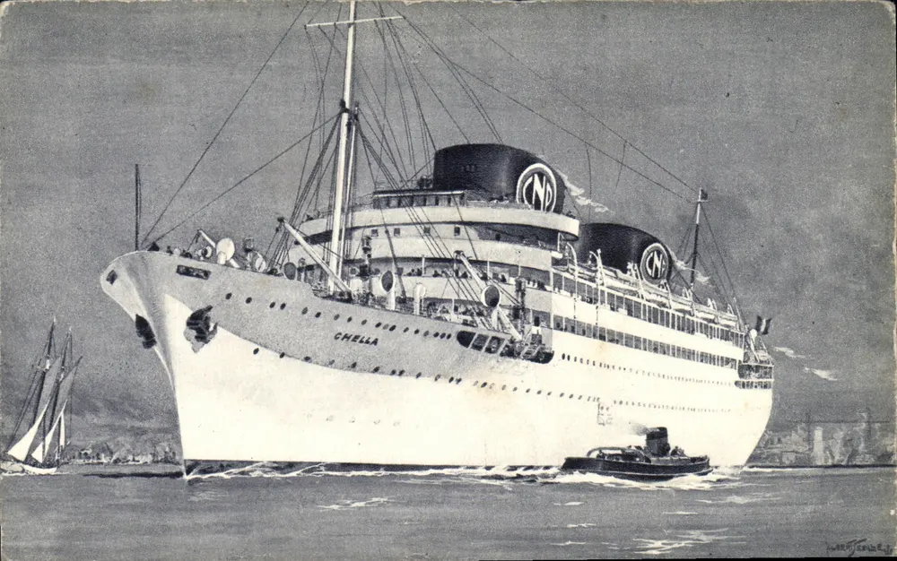 Der Dampfer Chella — Compagnie de Navigation Paquet — Internationale Ausstellung Paris 1937 - Vorderseite