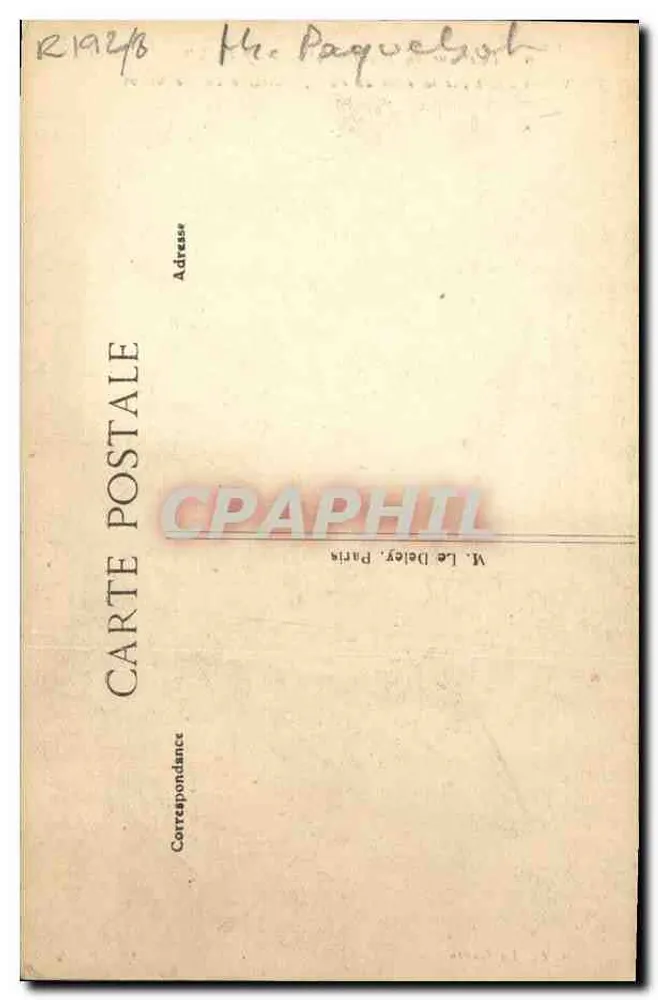 Interior do Transatlântico "PARIS" — Escultura de arte oferecida pela Cidade de Paris, Patrocinadora do Navio — Editor G. F. de Havre, n°10 - Verso